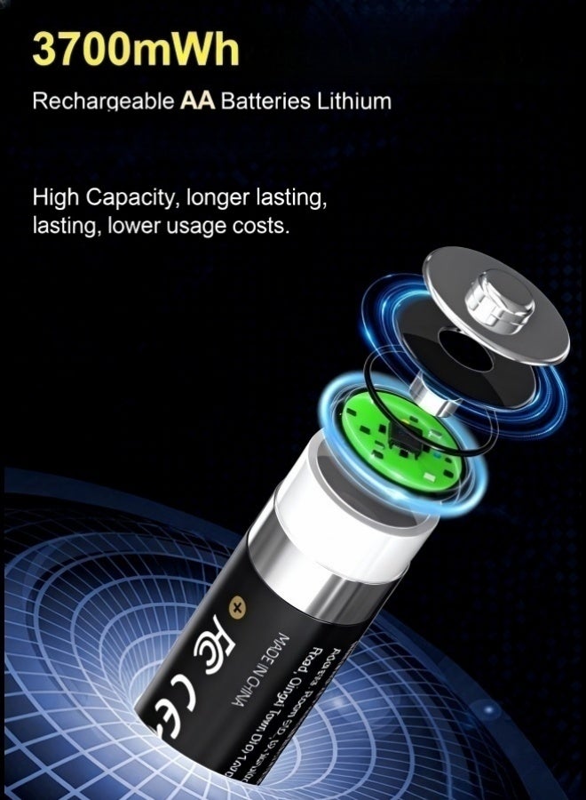 دي بي تي 8-حزمة آ بطاريات ليثيوم قابلة للشحن مع الذكية ليد شحن حالة ، 1.5 فولت 3700 مللي أمبير ، 1300 + دورات ، إب 68 للماء ، متعددة حماية بطارية مجموعة ل البعيد ، اللعب ، لوحة المفاتيح والماوس - Image 3